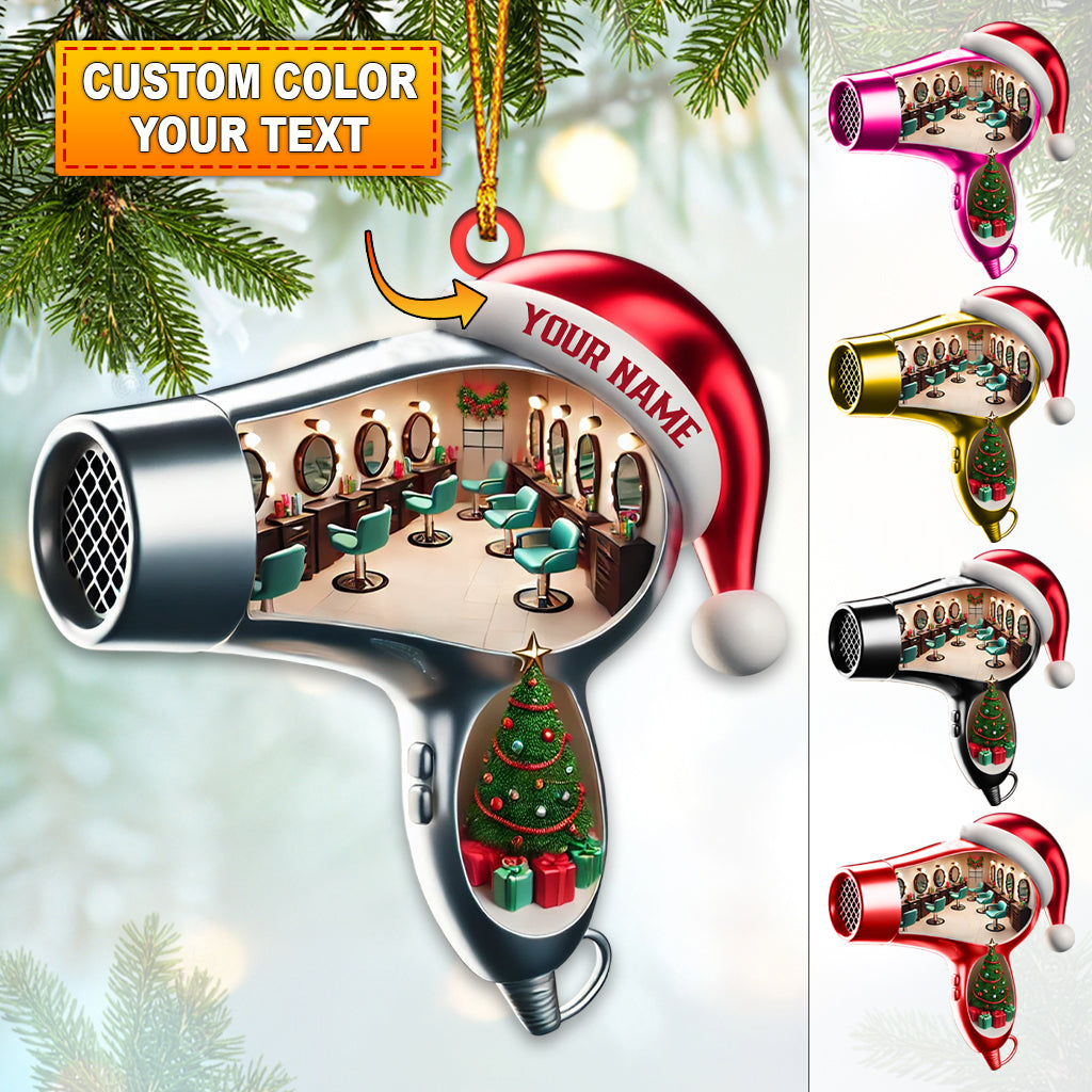 Blisscorners Custom Name Hairdresser Ornament, Hair Salon Christmas Decoration392D Flat LM2111