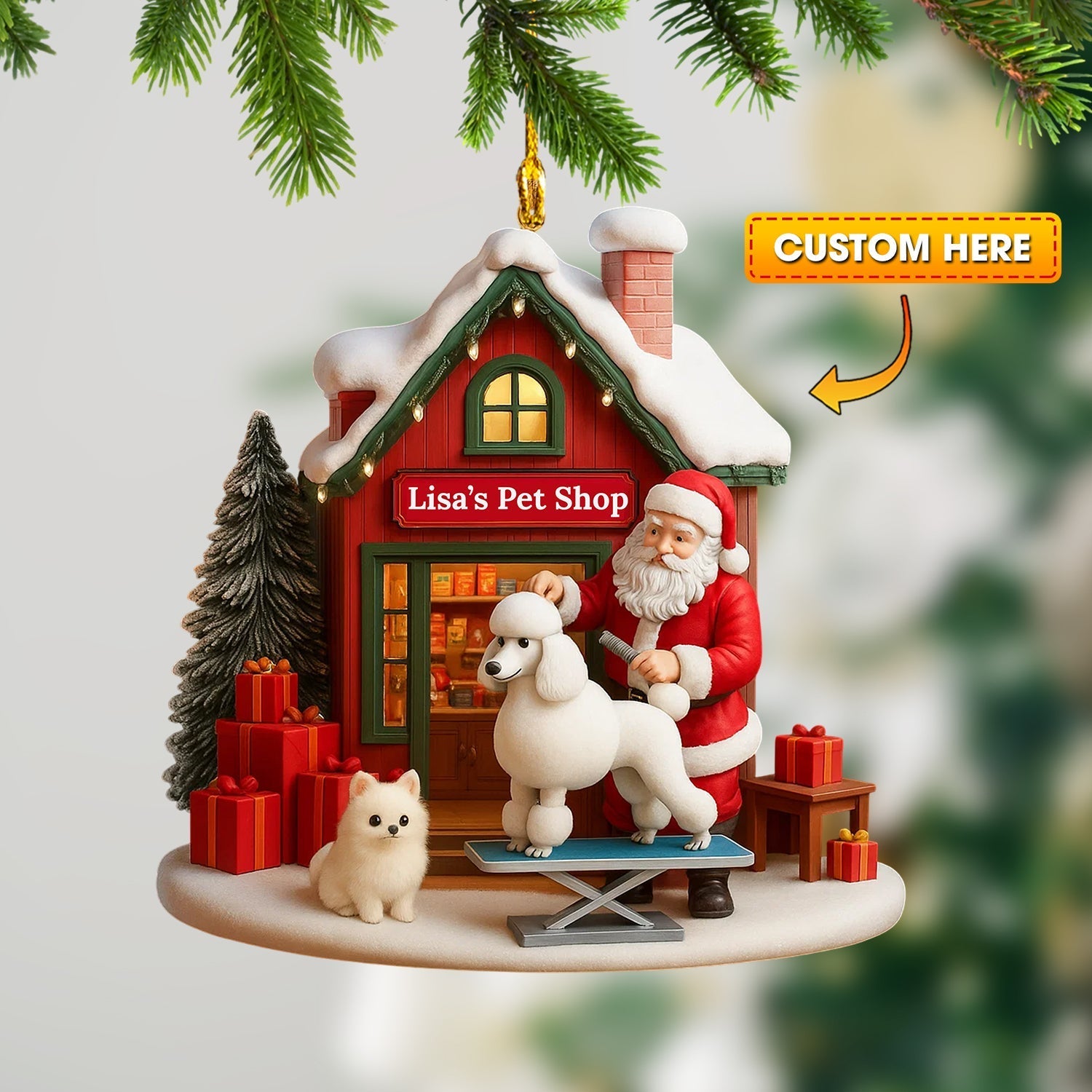 Blisscorners Christmas Pet Shop, Home Decor, Christmas Ornament, Personalized Ornament2D Flat LM2111