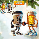 Blisscorners Beer And Coffee Couple Christmas Ornament, Personalized Ornament2D Flat LM2211