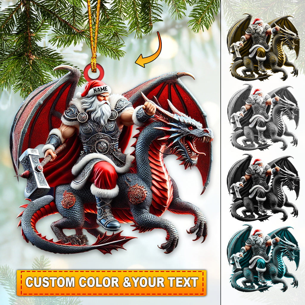 Blisscorners Custom Name Santa Dragon Ornament, Christmas Gift for Dragon Lover2D Flat LM2111