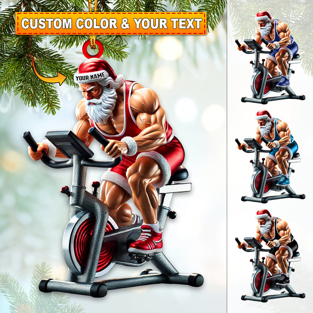 Blisscorners Custom Name Work Out Santa Ornament, Gym Lover Christmas Gift362D Flat LM2111