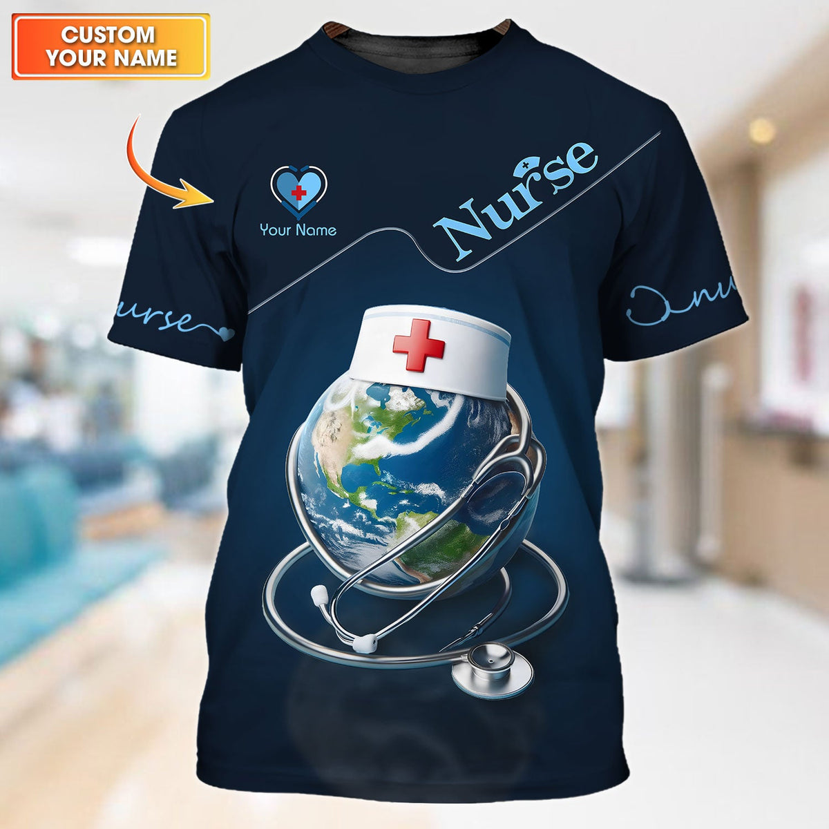 Blisscorners Personalized Nurse Shirt - A World of Care in a Stylish Statement