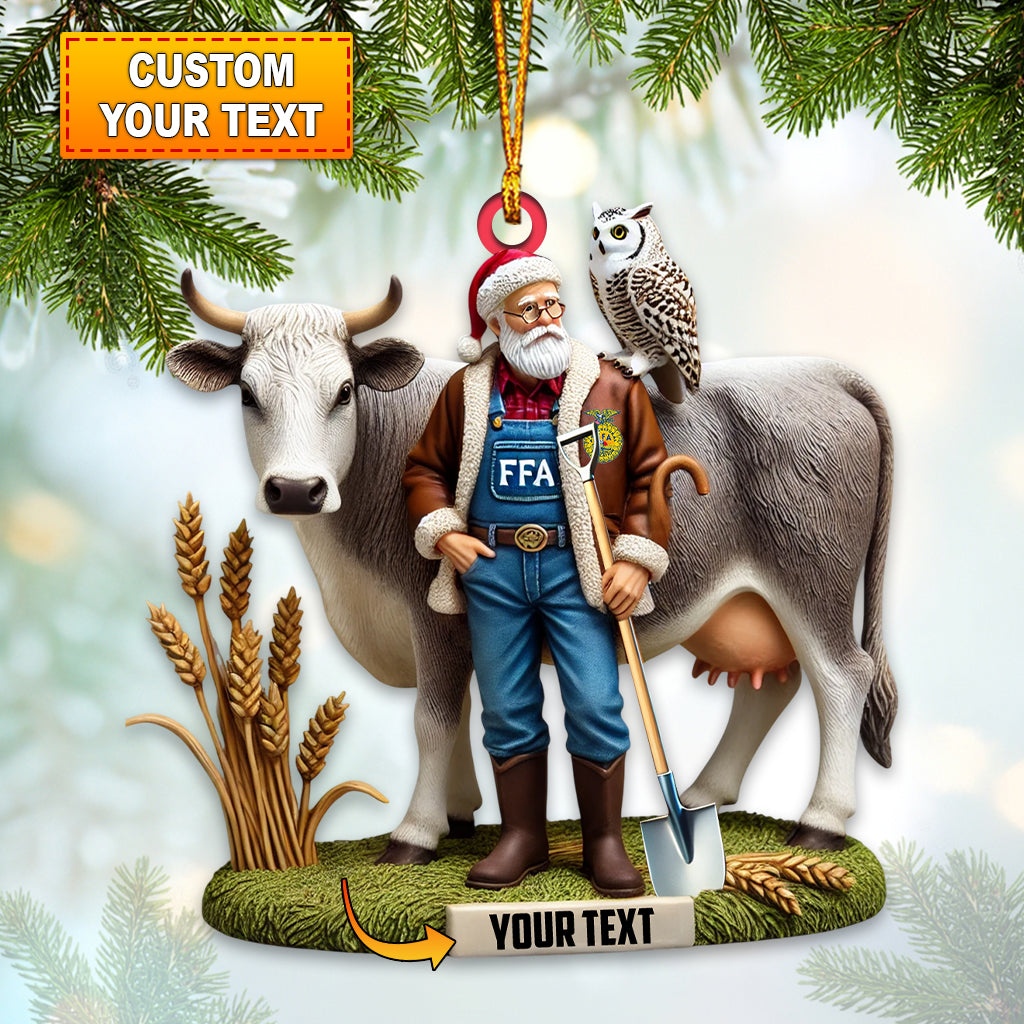 Blisscorners Custom Name Santa Farmer Ornament, Farmer Christmas Gift2D Flat LM2111