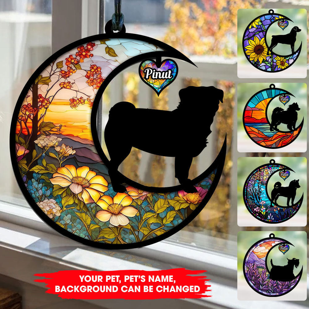 Blisscorners Custom Background And Name, Dog Breed Personalized Ornament, Window Ornament2D Flat LM2111