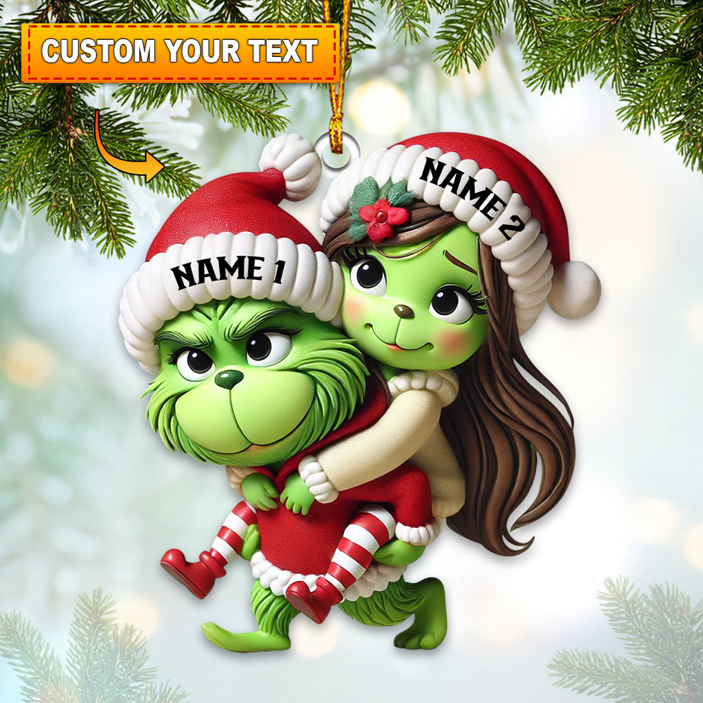 Blisscorners Custom Name Christmas Grinch Couple Ornament, Lover Christmas Gift2D Flat LM2111