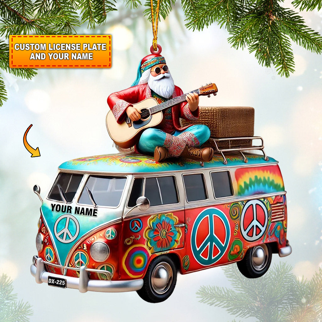 Blisscorners Happy Hippie Santa Christmas Ornament, Personalized Ornament2D Flat LM2211