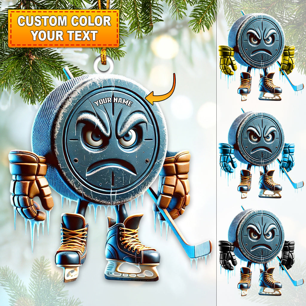 Blisscorners Custom Name Ice Hockey Ornament, Ice Hockey Lover Christmas Gift7232D Flat LM2111