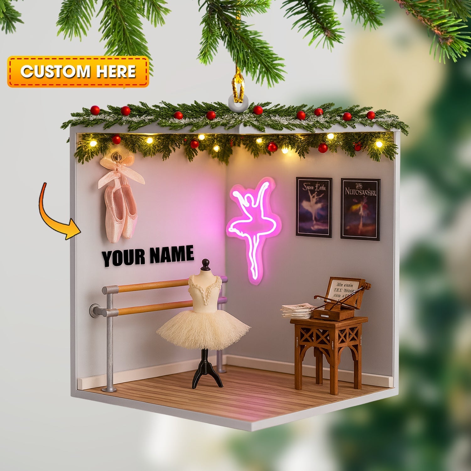 Blisscorners Christmas Ballet Room, Home Decor, Christmas Ornament, Personalized Ornament2D Flat LM2111
