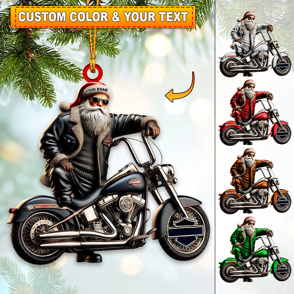 Blisscorners Custom Name Santa Bike Ornament, Christmas Gift Decoration2D Flat LM2111