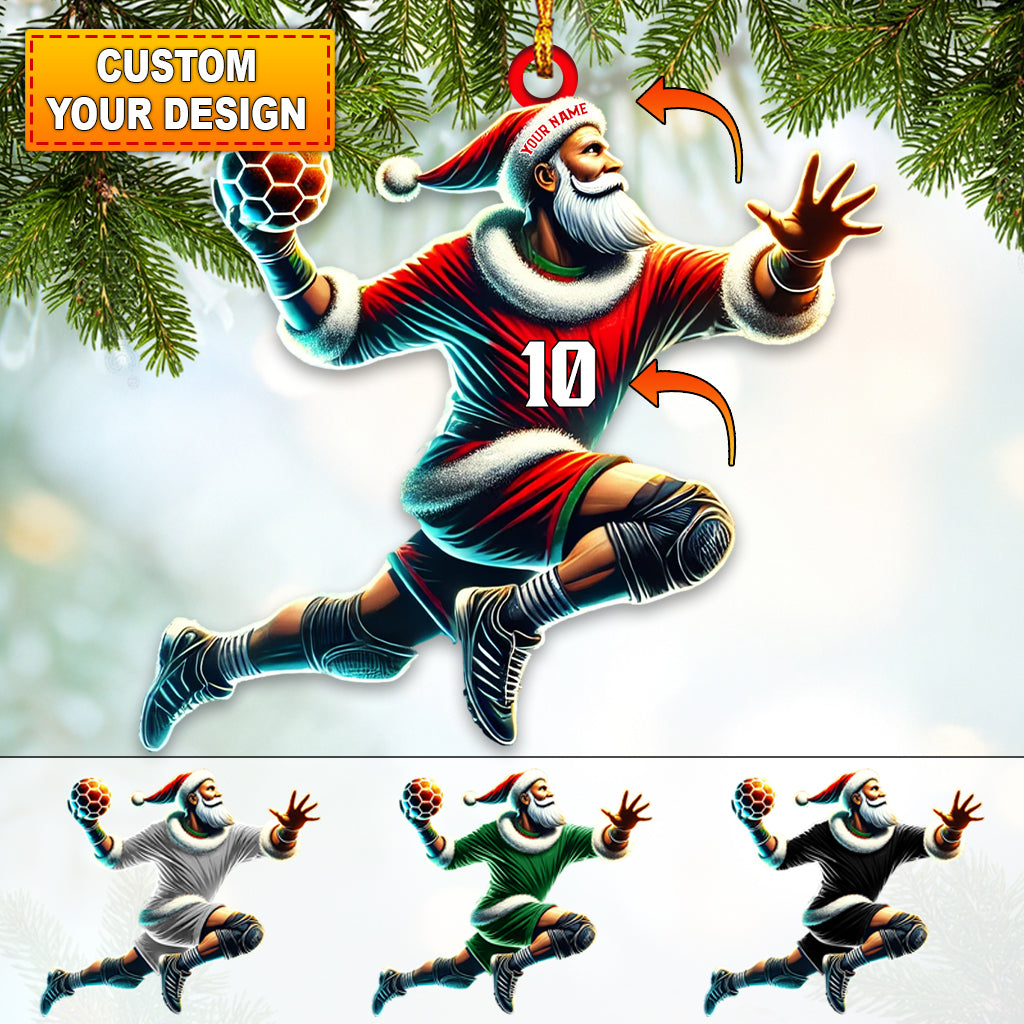 Blisscorners Custom Number Handball Santa Ornament, Christmas Gift for Handball Lover2D Flat LM2211