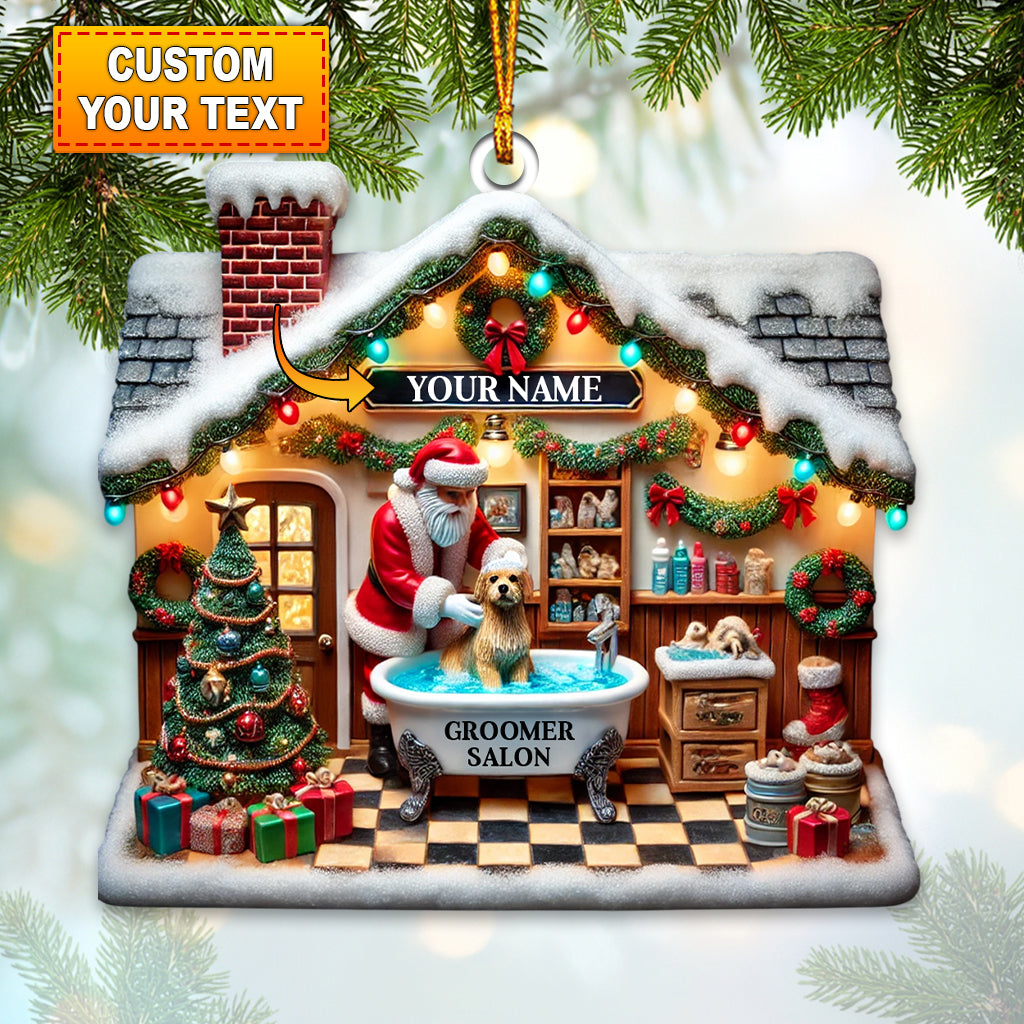 Blisscorners Santa Groomer Salon Home Decor Christmas Ornament, Personalized Ornament2D Flat LM2211