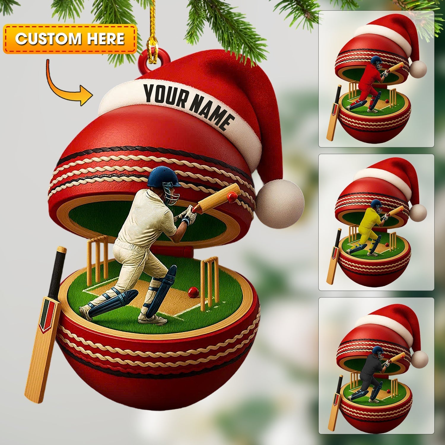 Blisscorners Christmas Cricket Player, Home Decor, Christmas Ornament, Personalized Ornament2D Flat LM2111