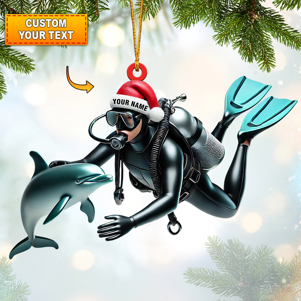 Blisscorners Santa Diver Home Decor Christmas Ornament, Personalized Ornament2D Flat LM2211