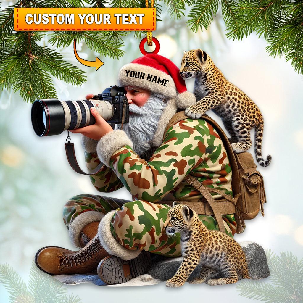 Blisscorners Custom Name Santa with Animal Ornament, Santa Christmas Decoration2D Flat LM2111