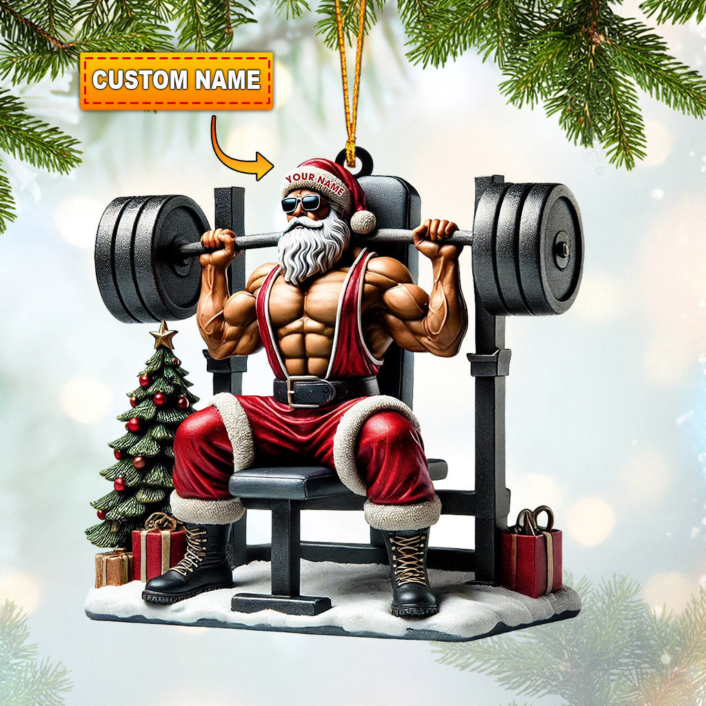 Blisscorners Santa Muscle Weightlifting Christmas Ornament, Personalized Ornament2D Flat LM2211