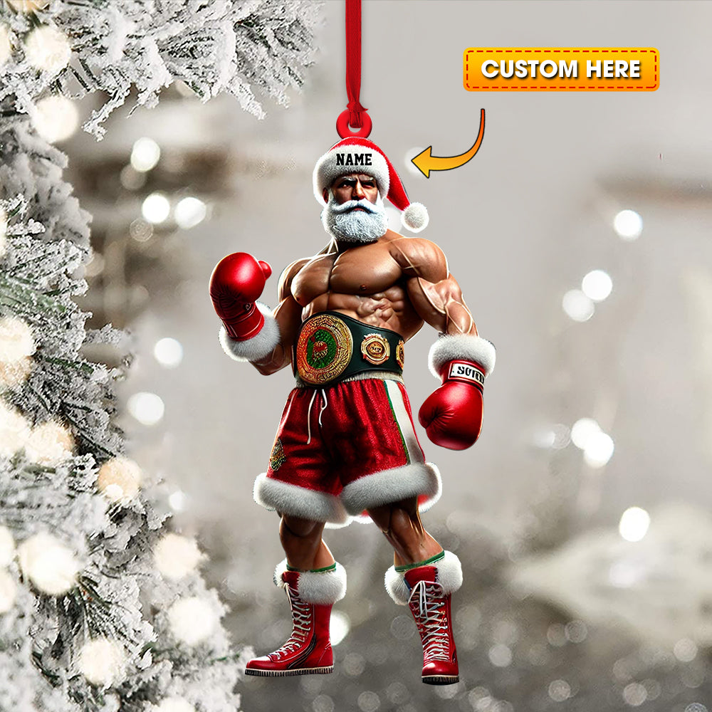 Blisscorners Custom Ornament, Christmas Boxing Santa Ornament, Christmas Decor2D Flat LM2211