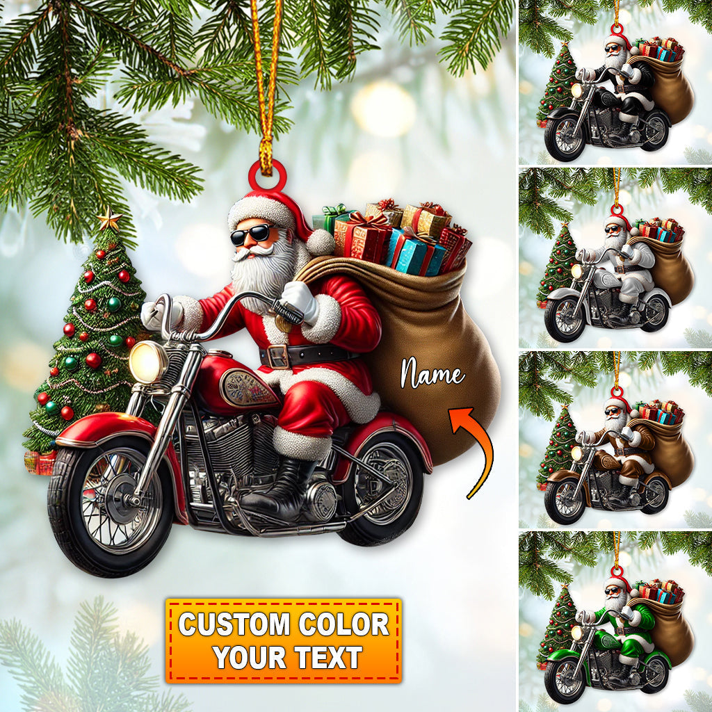 Blisscorners Custom Name Santa Bike Ornament, Santa Bike Christmas Gift2D Flat LM2111