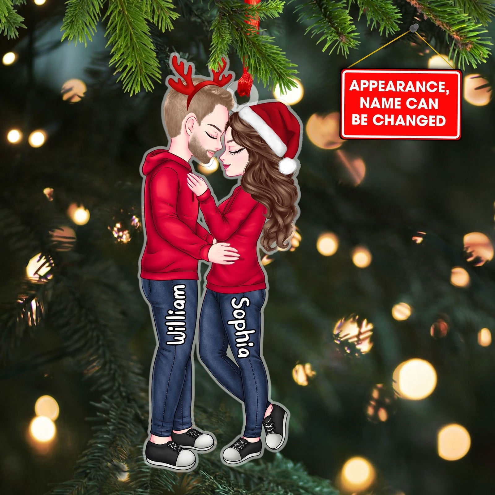 Blisscorners Couple Ornament - Custom Appearance, Personalized Acrylic Ornament - Gift For Christmas, CoupleGift, Family Gift2D Flat LM2111