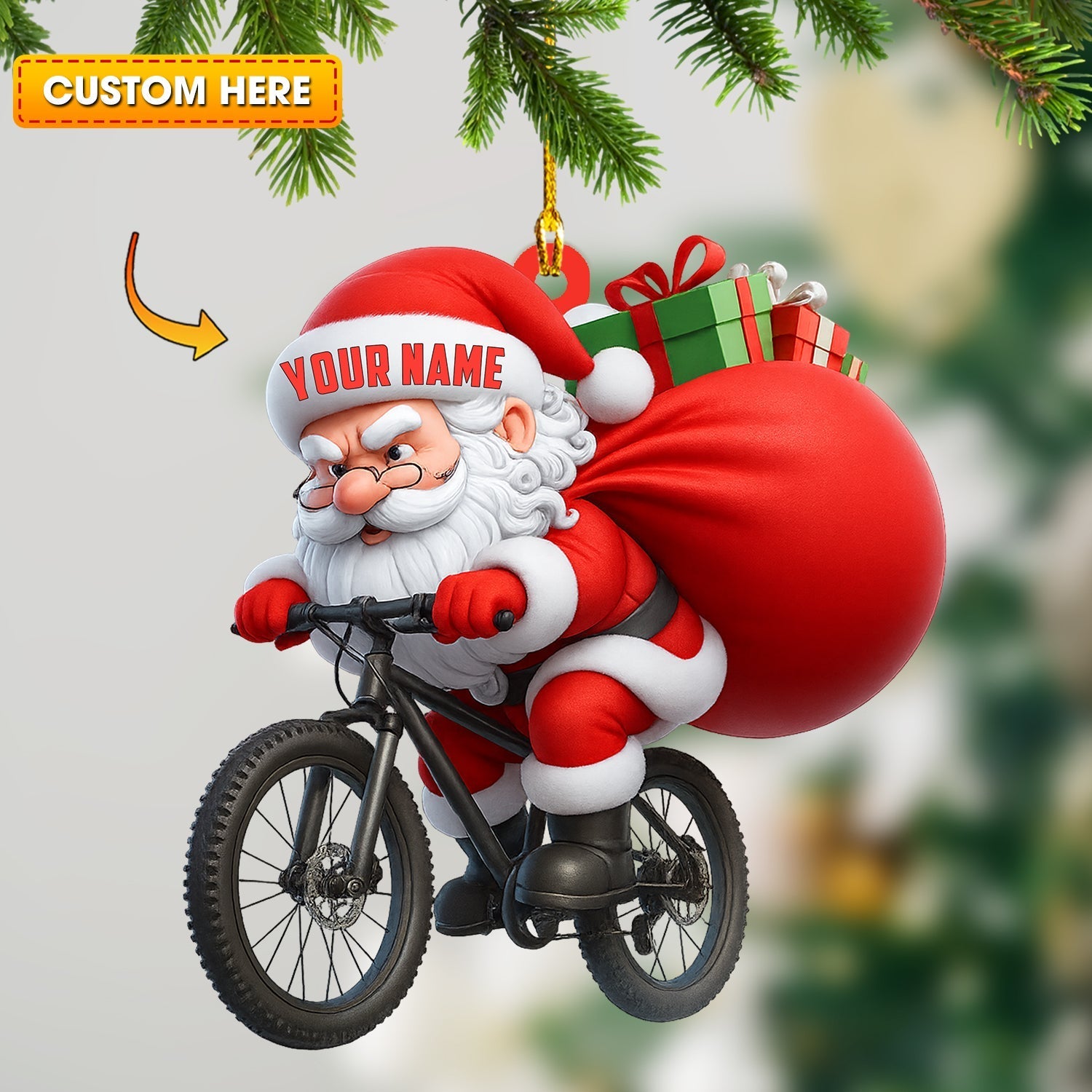 Blisscorners Christmas Bicycle, Home Decor, Christmas Ornament, Personalized Ornament2D Flat LM2111