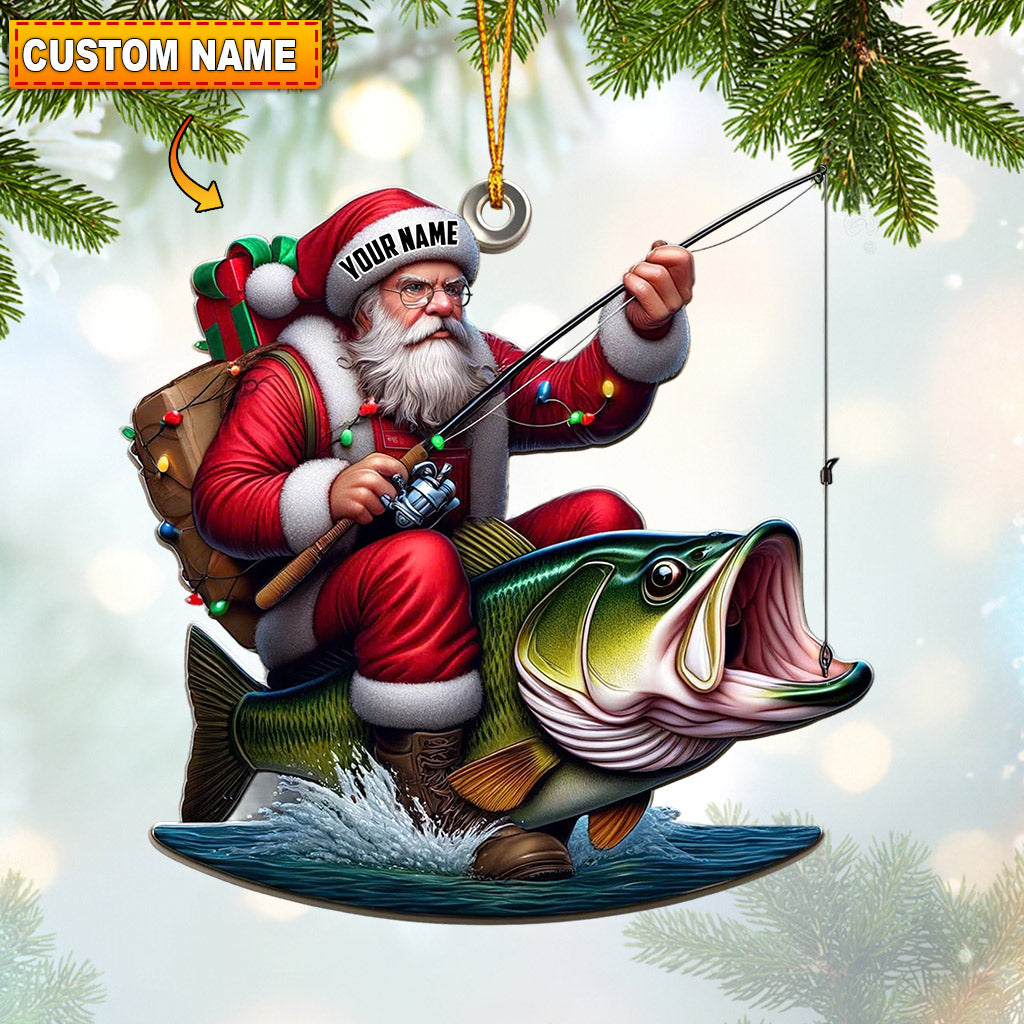Blisscorners Fishing Santa Christmas Ornament, Personalized Ornament2D Flat LM2211