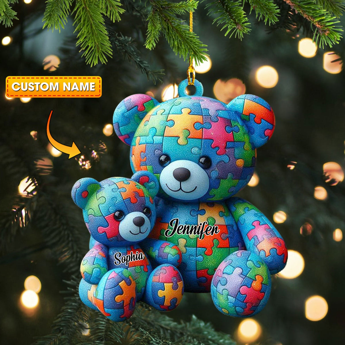 Blisscorners Autisum Bear Ornament, Personalized Ornament2D Flat LM2211