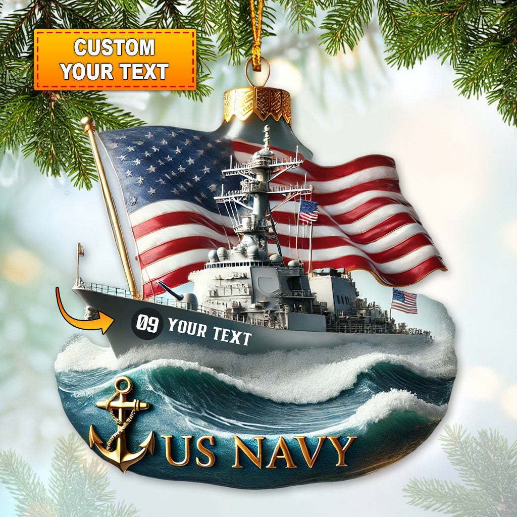 Blisscorners Custom Name and Number US Navy Ornament, US Navy Christmas Gift2D Flat LM2111