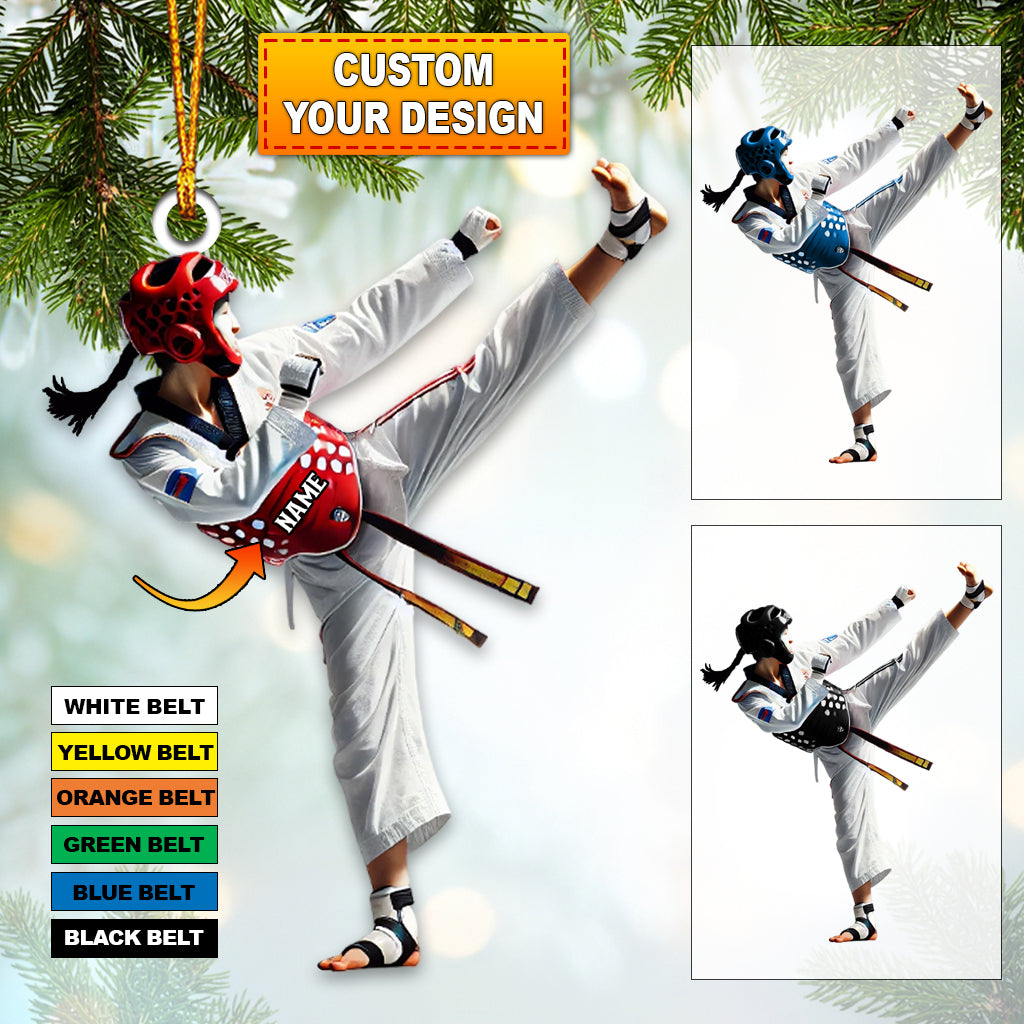Blisscorners Custom Name Taekwondo Ornament, Taekwondo Christmas Gifts2D Flat LM2211