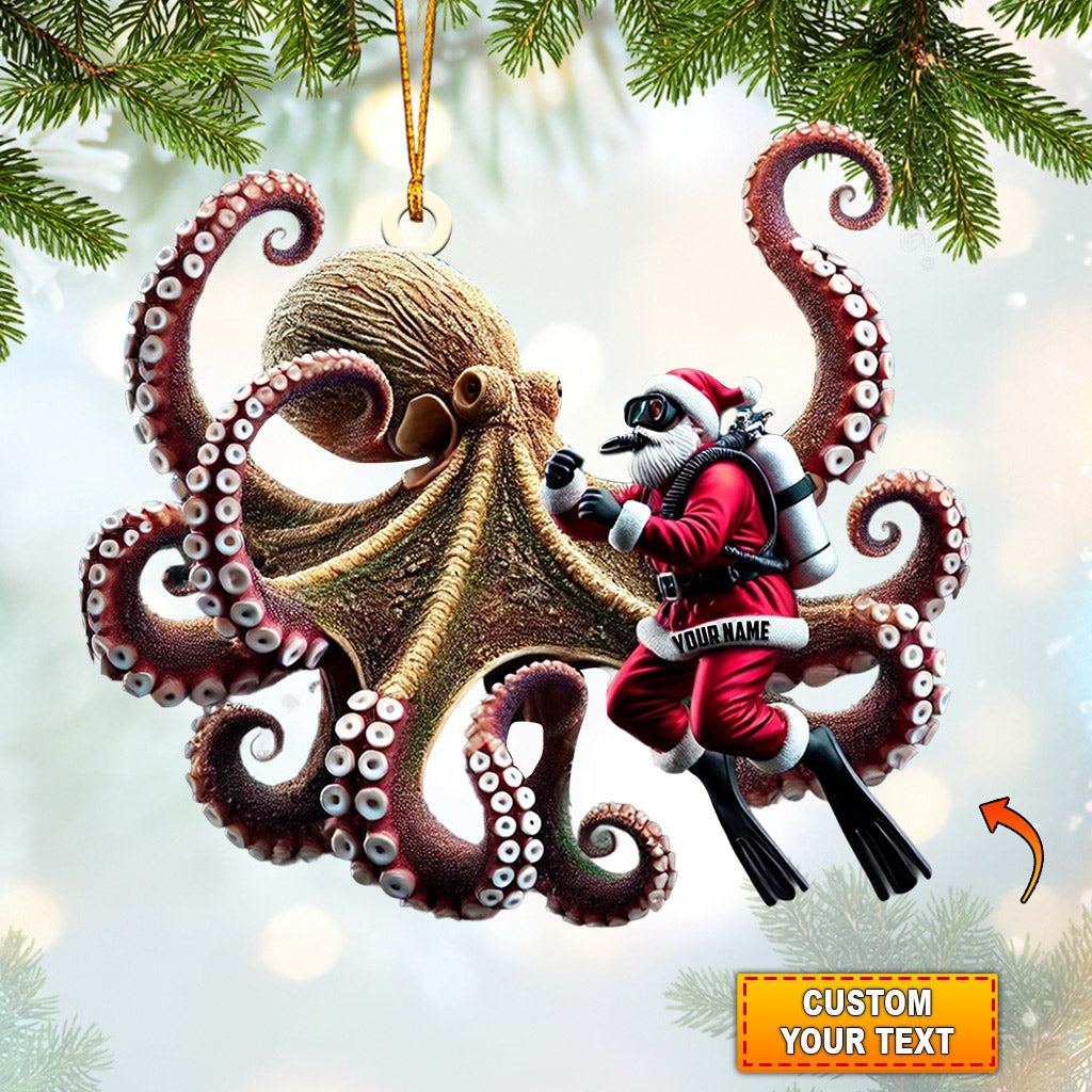 Blisscorners Octopus And Santa Home Decor Christmas Ornament, Personalized Ornament2D Flat LM2211