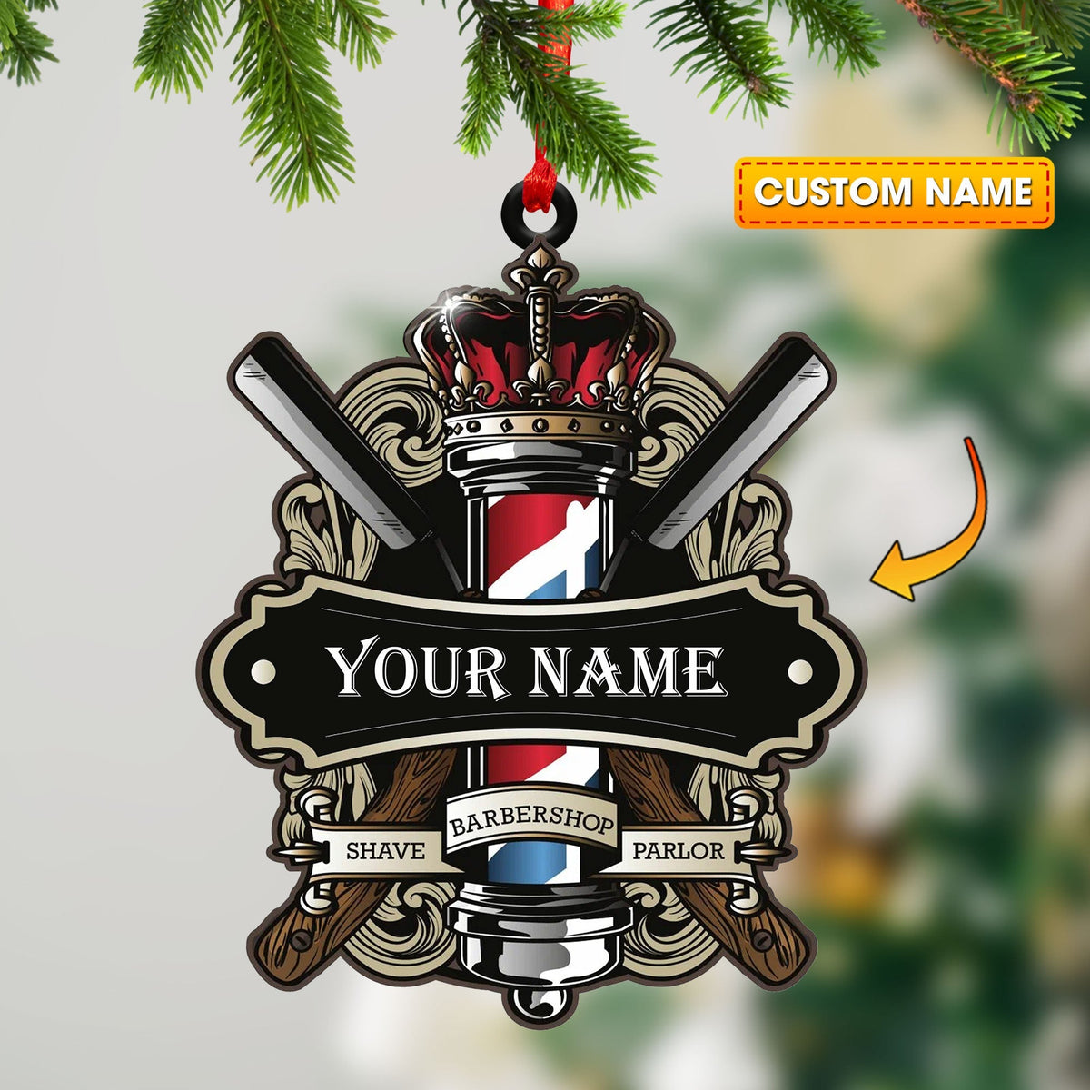 Blisscorners Custom Barber Shop Ornament, Personalized Ornament2D Flat LM2211