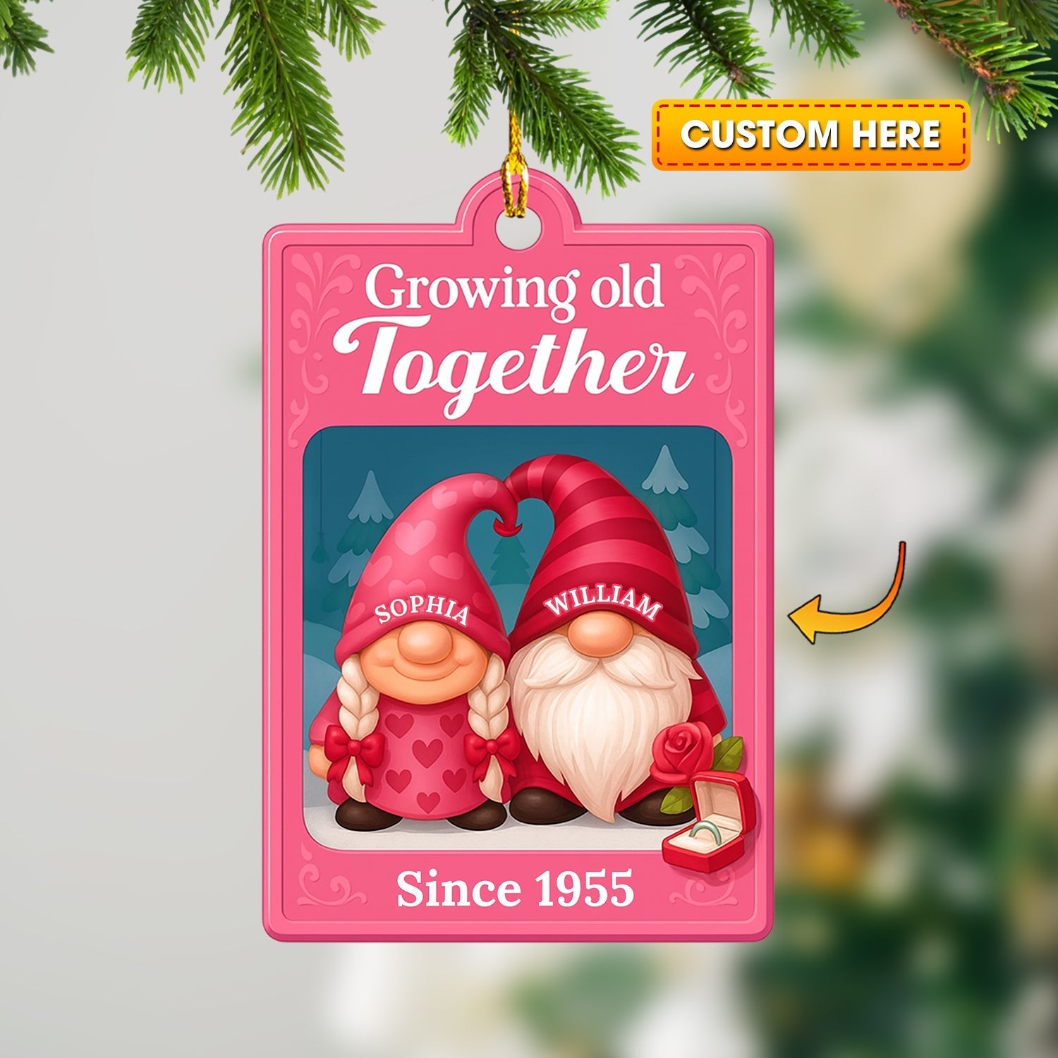 Blisscorners Growing Old Together Christmas, Home Decor, Christmas Ornament, Personalized Ornament2D Flat LM2111