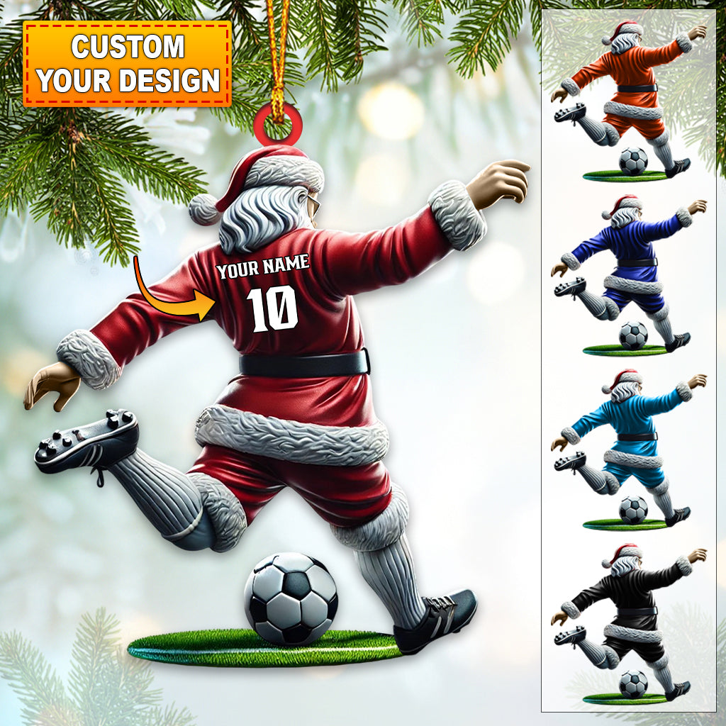 Blisscorners Custom Name Soccer Santa Ornament, Soccer Christmas Gift2D Flat LM2211