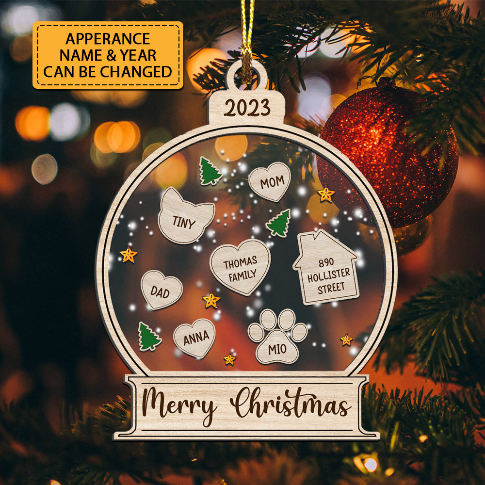 Blisscorners Personalized Ornament - Christmas Gift For Family - Christmas Tree - Custom Shaker Ornament2D Flat LM2111