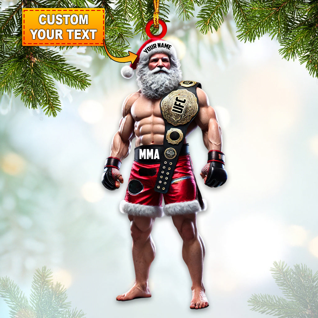 Blisscorners Custom Name UFC MMA Santa Ornament, Martial Arts Fight Lover Christmas Gift2D Flat LM2211