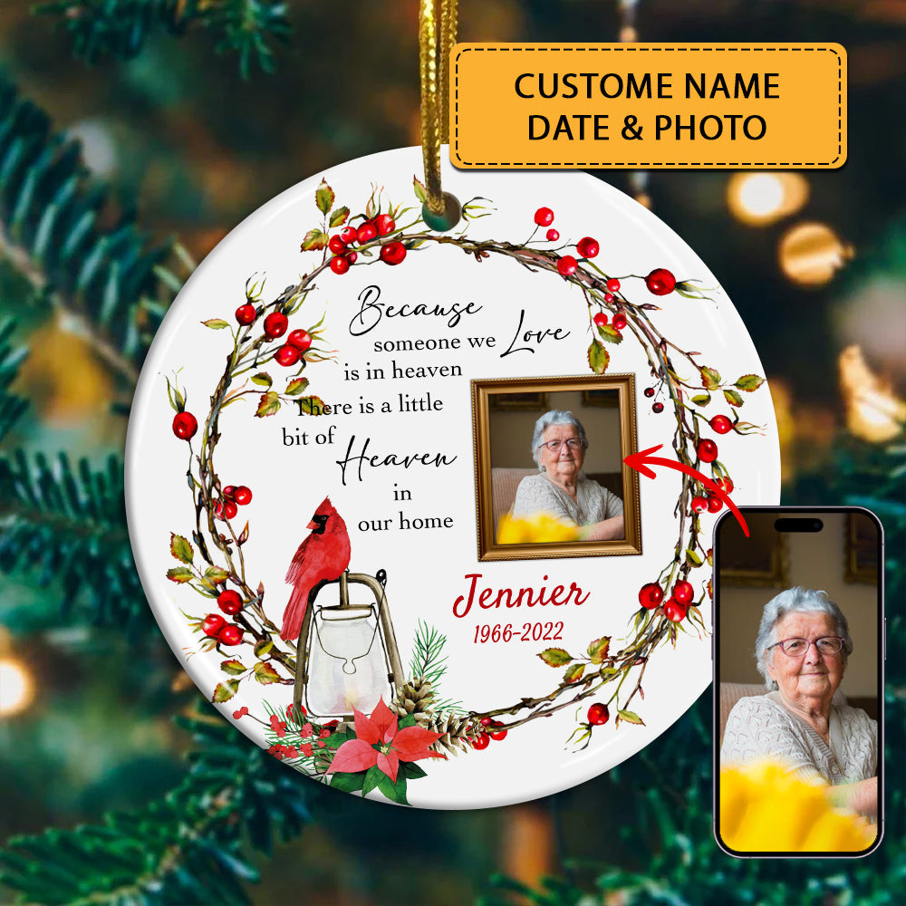 Blisscorners Eternal Love, Eternal Memory, Custom Photo and Name- Personalized Ceramic Ornament - Gift For Family, Memorial Gift2D Flat LM2111