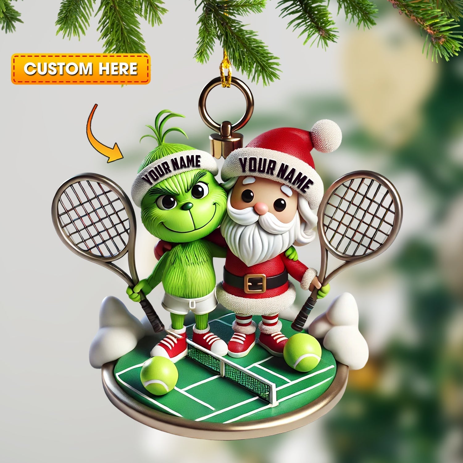 Blisscorners Couple Tennis Home Decor Christmas Ornament, Personalized Ornament2D Flat LM2211