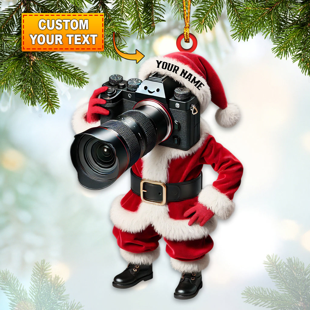 Blisscorners Custom Name Photographer Santa Ornament, Photographer Christmas Gift Decoration162D Flat LM2111
