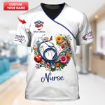 Blisscorners Personalized Nurse Shirts - Colorful Medical Elements Design for Healthcare Professionals