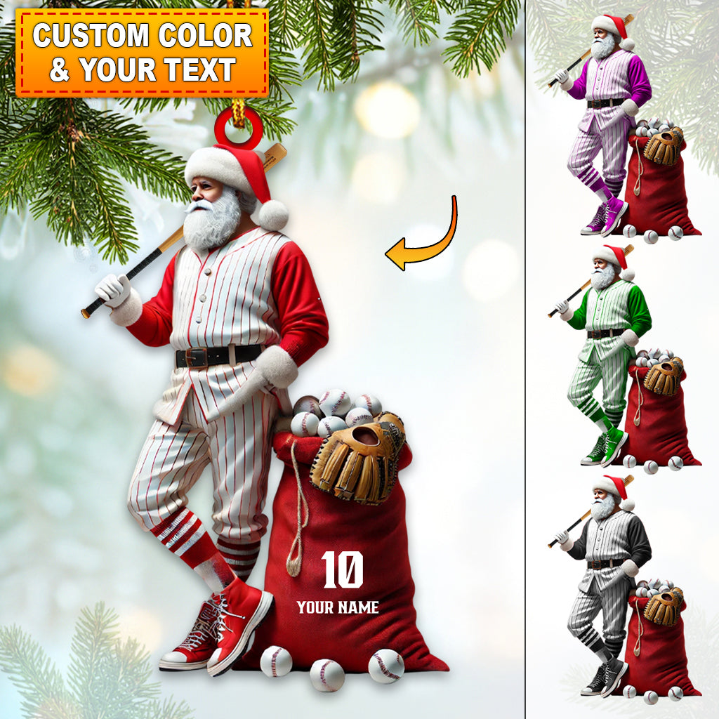 Blisscorners Custom Name and Number Baseball Santa Ornament, Christmas Gift Decoration2D Flat LM2111