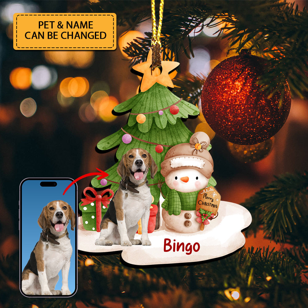 Blisscorners Christmas Tree And Pet - Personalized Photo Custom Shaped Wooden Ornament - Gift For Pet Lover, Christmas Gift2D Flat LM2111