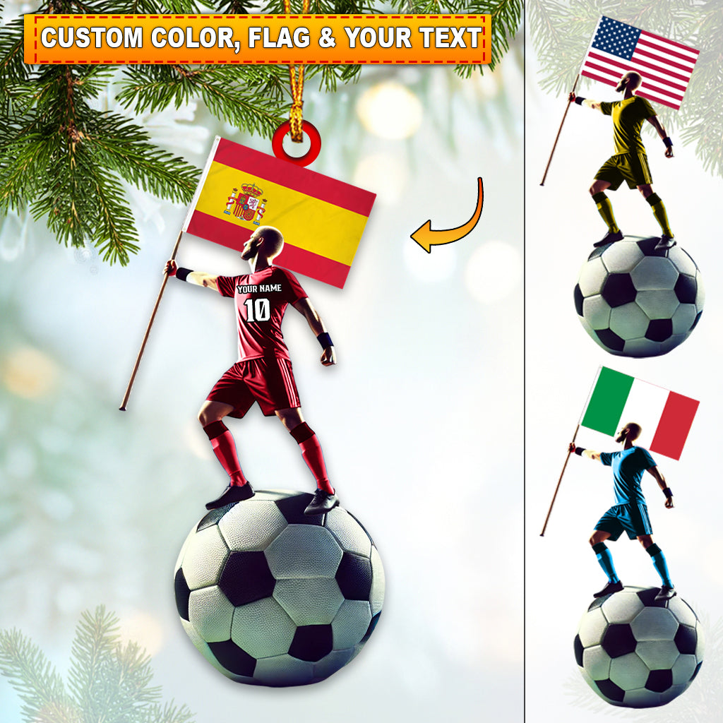 Blisscorners Custom Name and Photo Soccer Ornament, Christmas Gift Decoration2D Flat LM2111