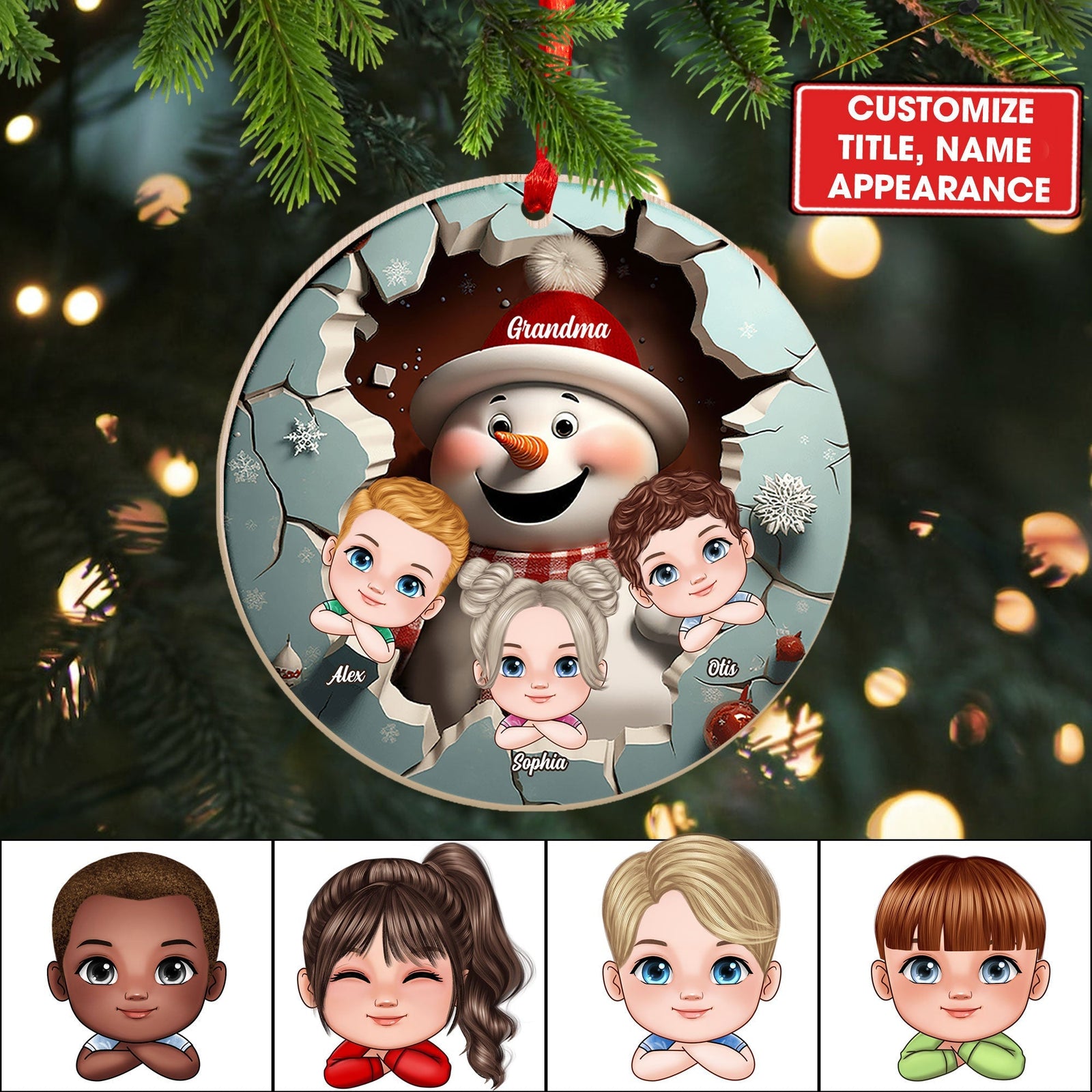 Blisscorners Christmas Kid , Custom Appearances And Name- Personalized Ceramic Ornament - Gift For Christmas, Gift For Family2D Flat LM2111