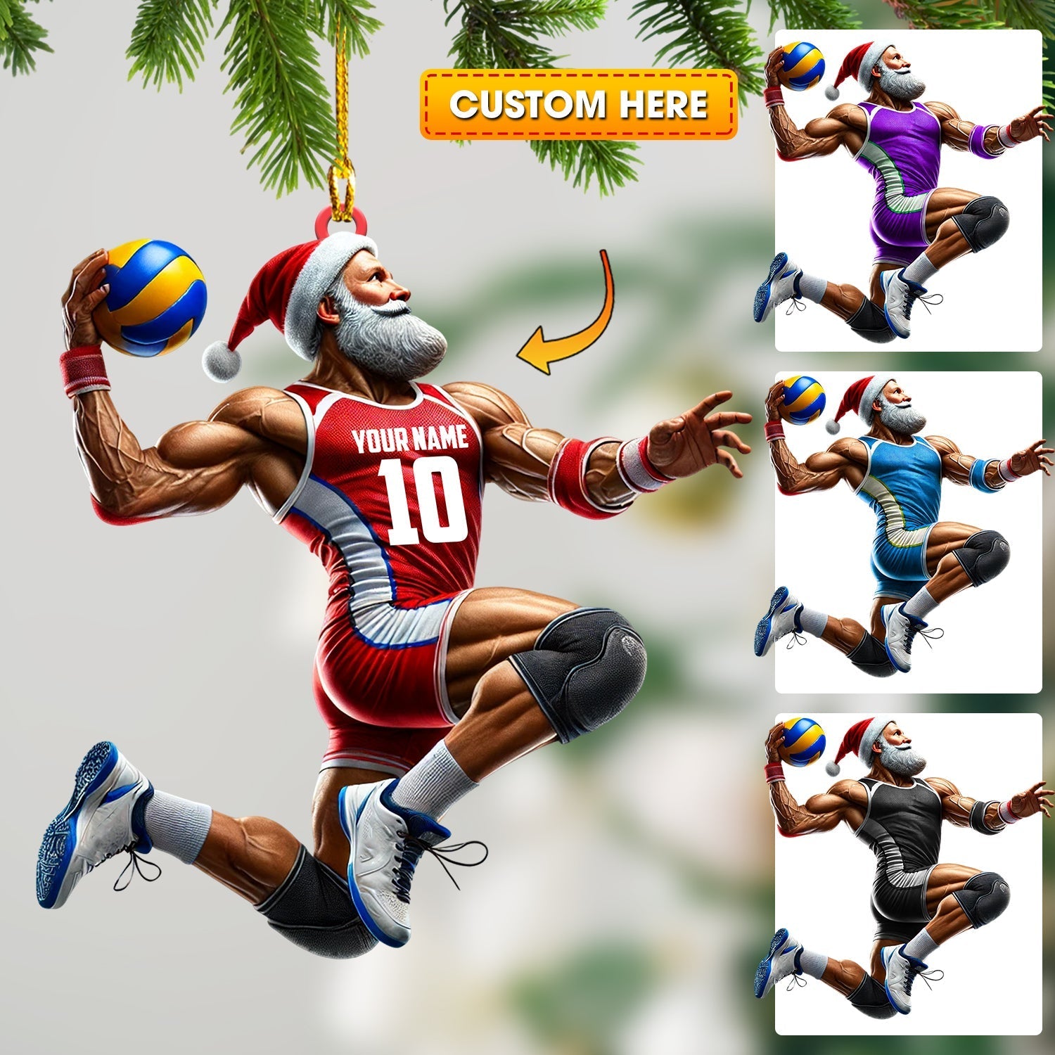 Blisscorners Volleyball Santa Home Decor Christmas Ornament, Personalized Ornament2D Flat LM2211