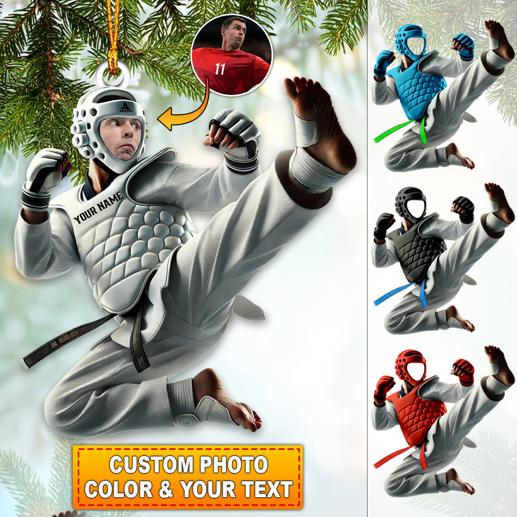 Blisscorners Custom Name and Photo Taekwondo Ornament, Taekwondo Christmas Gift2D Flat LM2111