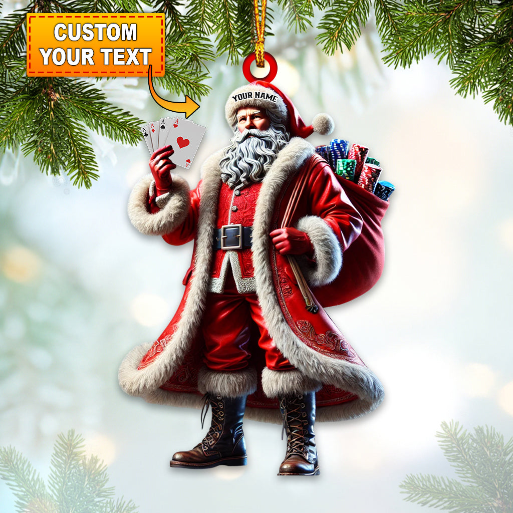 Blisscorners Santa Poker Christmas Home Decor Christmas Ornament, Personalized Ornament2D Flat LM2211