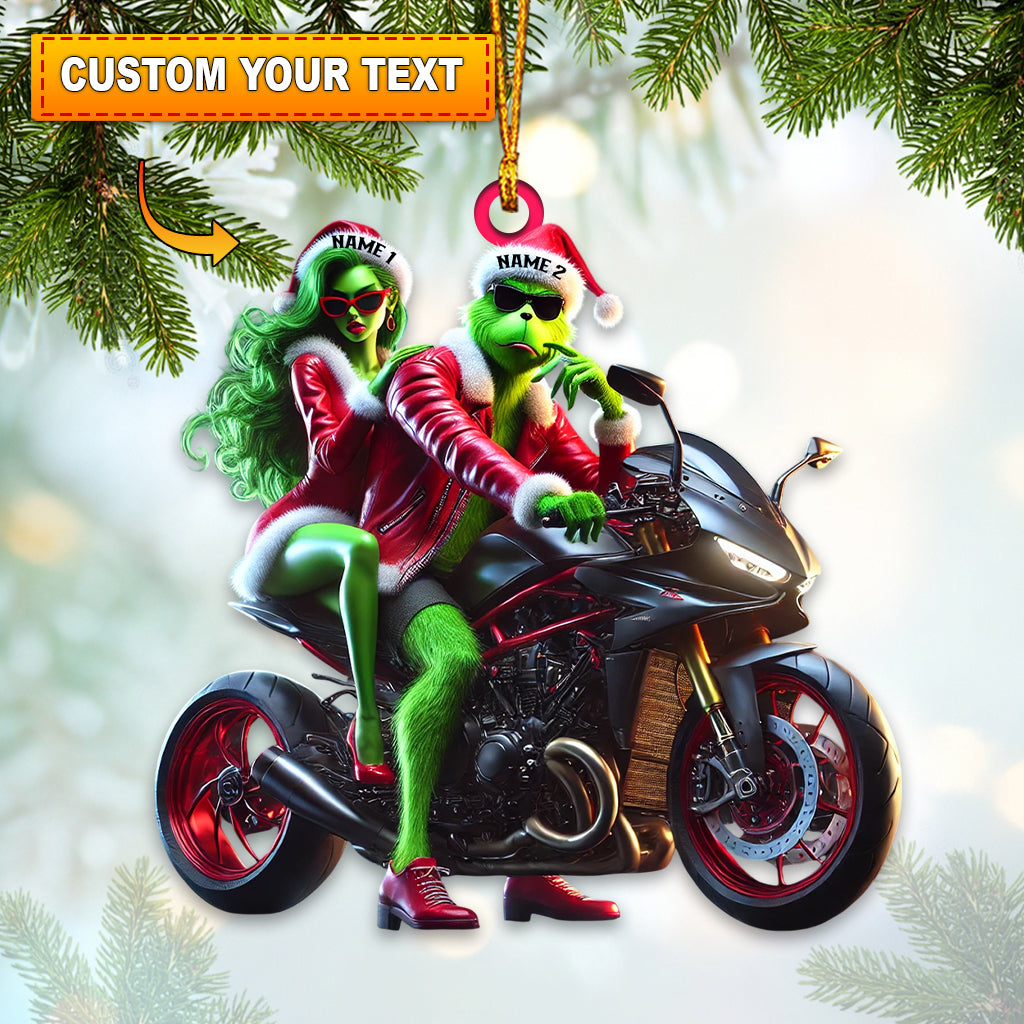 Blisscorners Custom Name Motorbike Christmas Couple Ornament, Lover Christmas Gift2D Flat LM2111