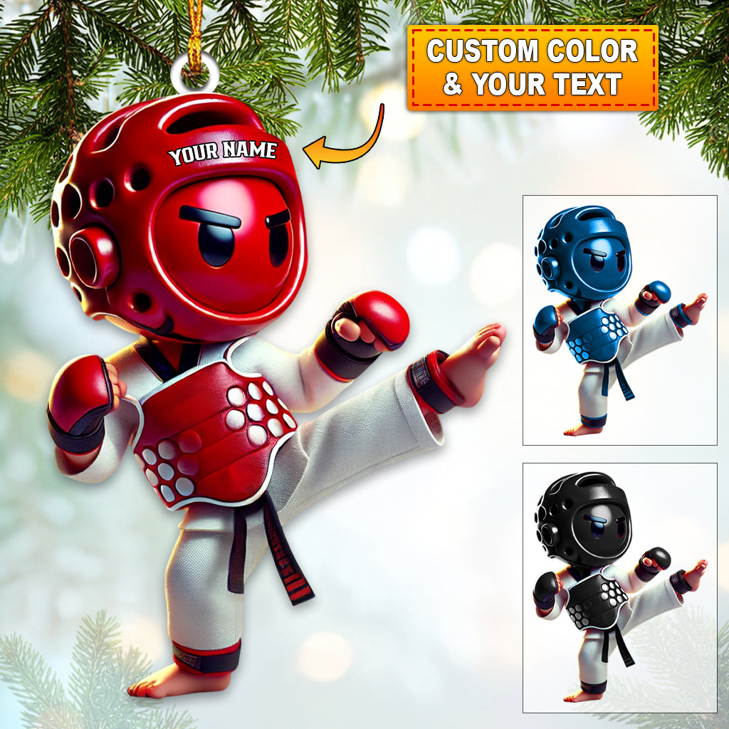 Blisscorners Custom Name Taekwondo Ornament, Taekwondo Christmas Gift422D Flat LM2111