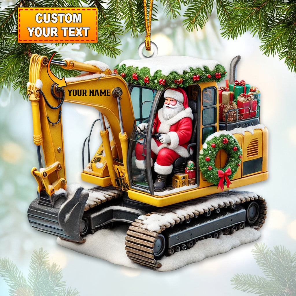 Blisscorners Santa Driving Snow Plow Christmas Ornament, Excavator Ornament, Personalized Ornament2D Flat LM2211