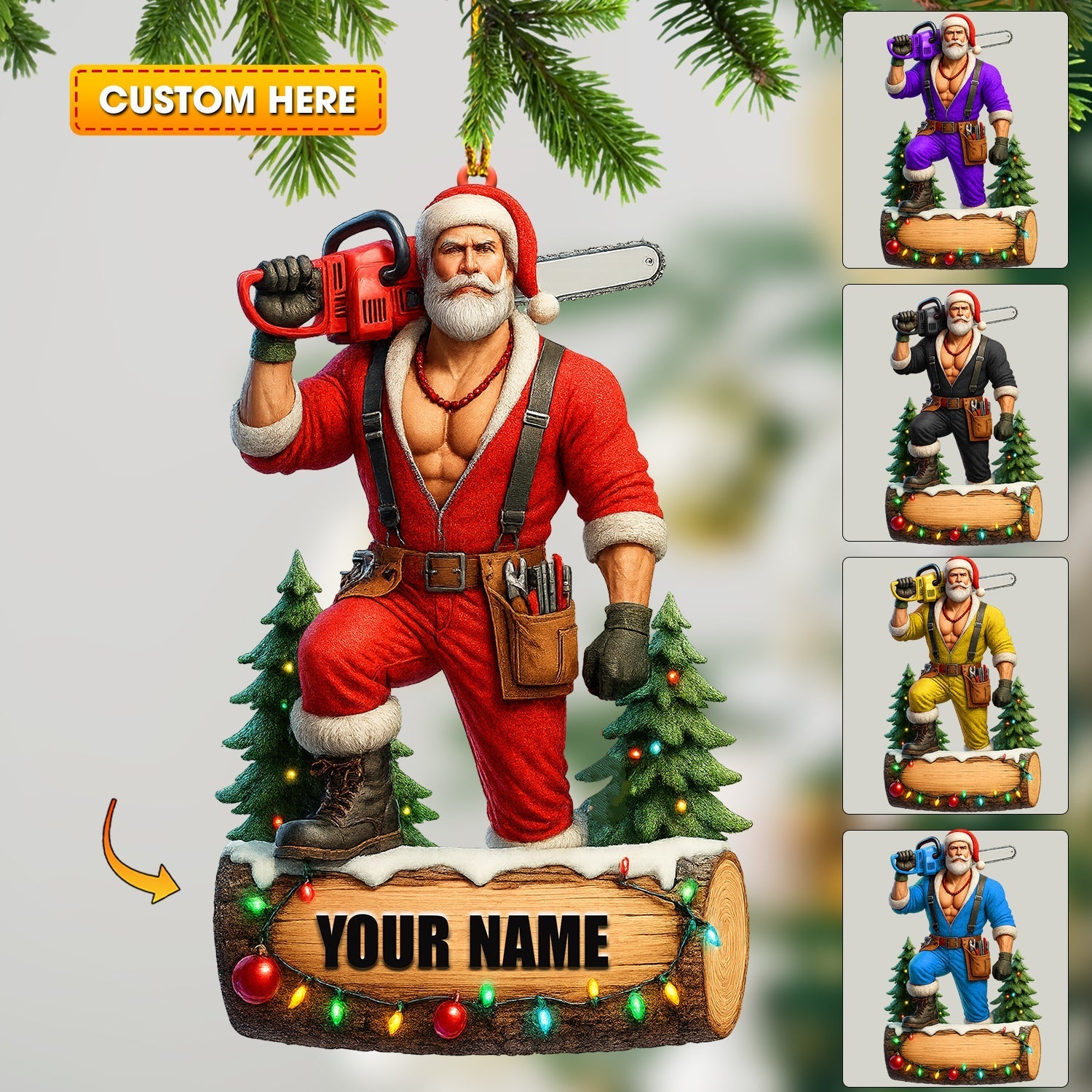 Blisscorners Christmas Woodworker Santa, Home Decor, Christmas Ornament, Personalized Ornament2D Flat LM2111