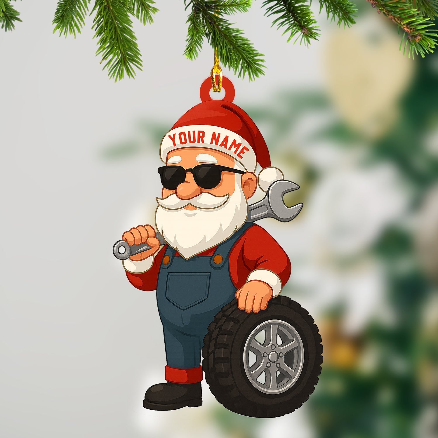 Blisscorners Santa Mechanic Christmas, Home Decor, Christmas Ornament, Personalized Ornament2D Flat LM2111