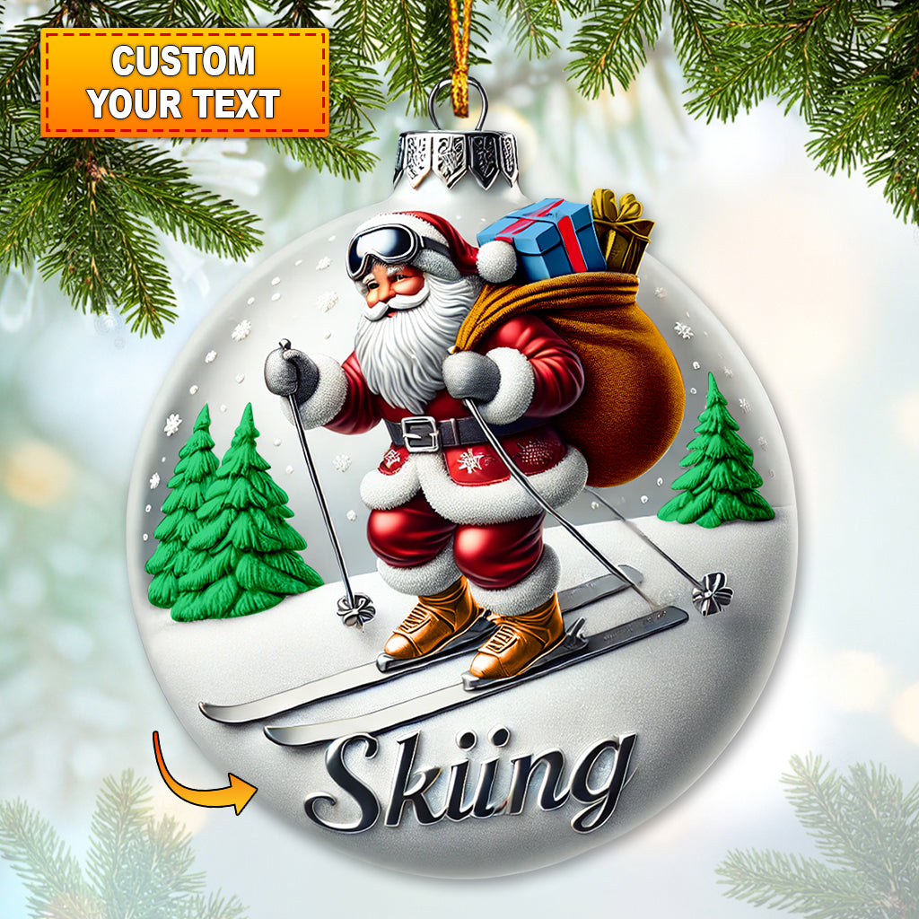 Blisscorners Custom Ornament, Christmas Santa Skiing Ornament, Christmas Decor2D Flat LM2211